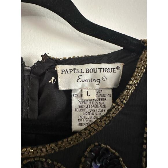 ADRIANNA PAPELL Boutique Evening Silk Sequin Embellished Dress Top - Sz Large - Picture 2 of 5